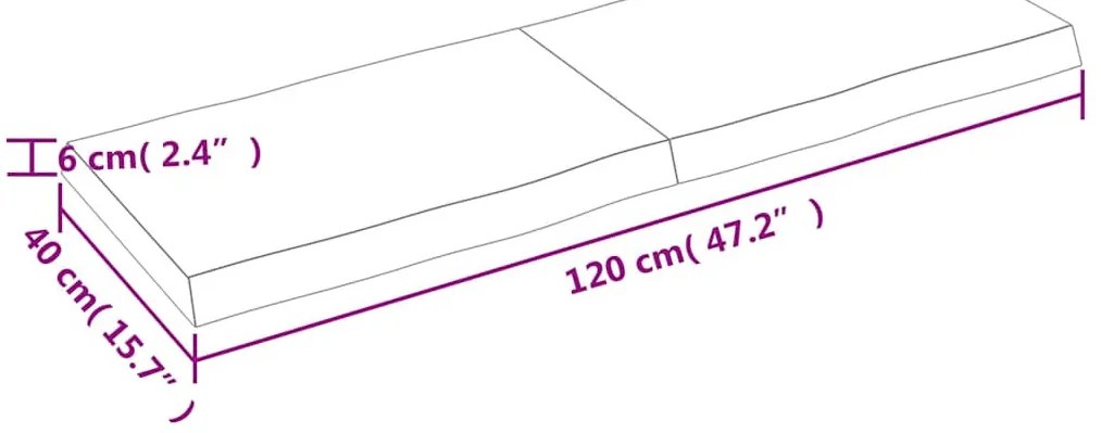 kezeletlen tömör fa asztallap 120x40x(2-6) cm