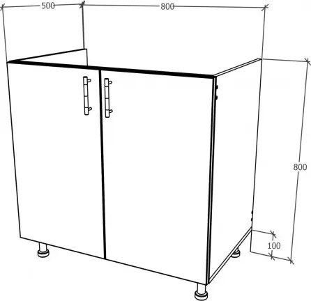 Benita 2 ajtós Alsó konyhaszekrény Antracit-Fehér 80x50x80 cm