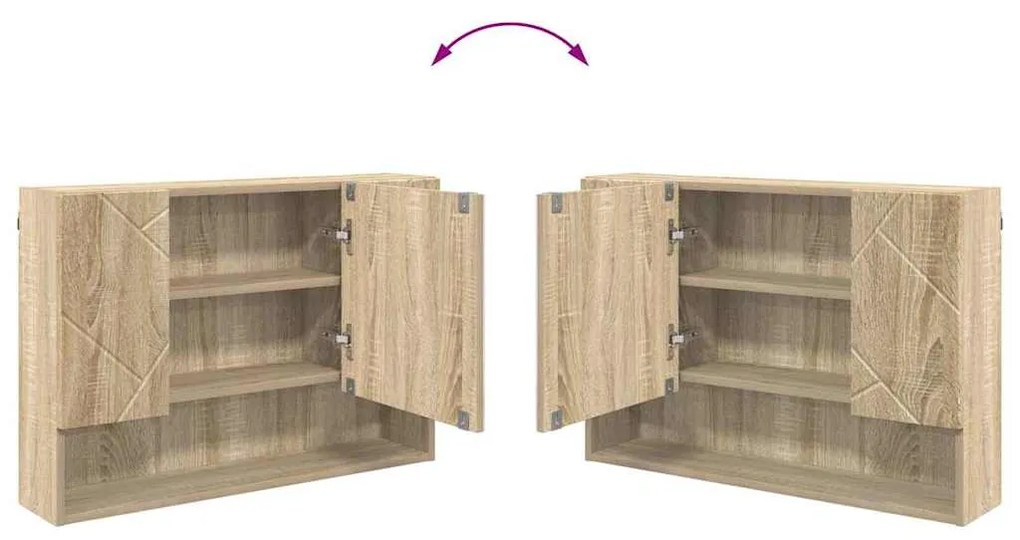 Fürdőszobai tükörszekrény sonoma tölgy 80 x 17 x 55 cm Faanyag