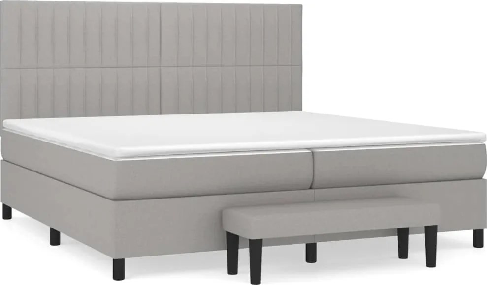 vidaXL világosszürke szövet rugós ágy matraccal 200 x 200 cm