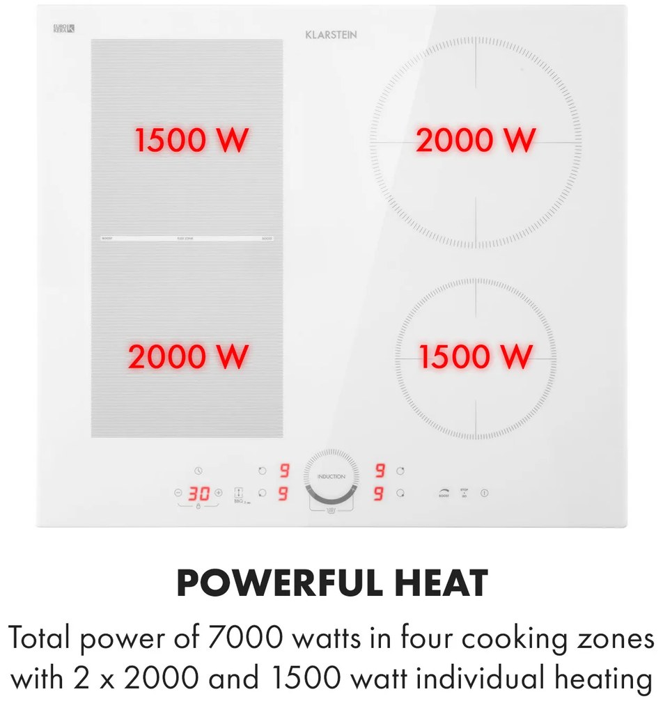 Klarstein Delicatessa 60 Hybrid, beépített indukciós főzőlap, 7000 W, 4 zóna