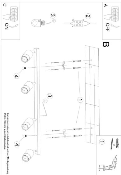 Sollux SL.1067 - Spotlámpa NERO 4xGU10/40W/230V fekete/fényes króm