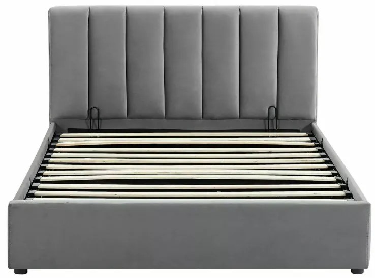 Montreal Velvet ágyneműtartós franciaágy szürke 120x200cm