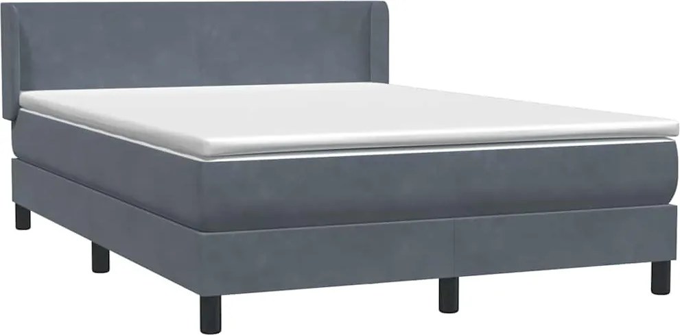 vidaXL sötétszürke bársony rugós ágy matraccal 140x220 cm