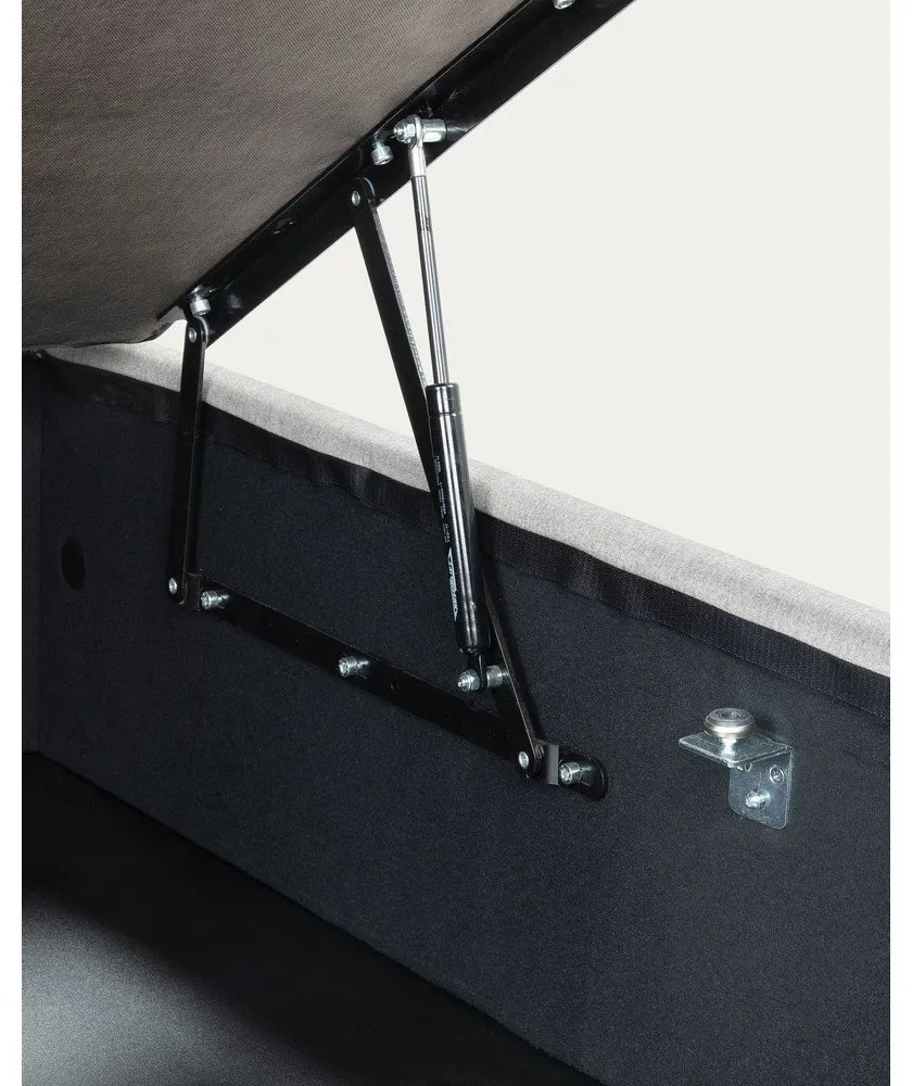 Szürke kárpitozott ágyneműtartós egyszemélyes ágy 90x190 cm Matters – Kave Home