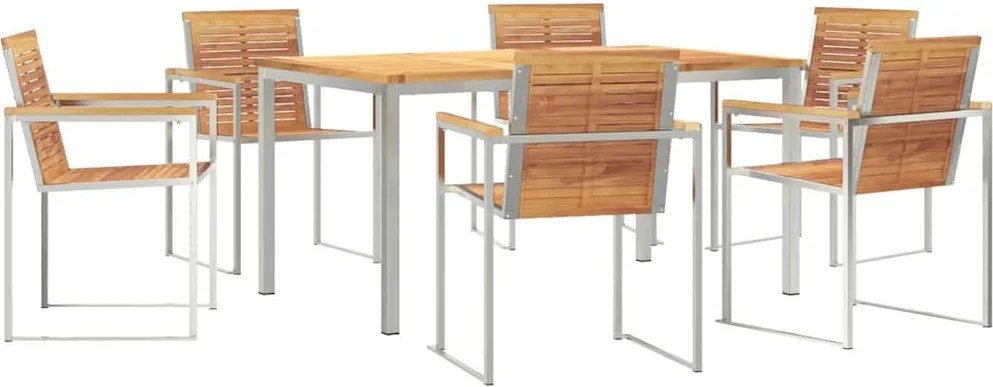 vidaXL Kert étkező szett 7 pcs Barna Tömör Teakfa
