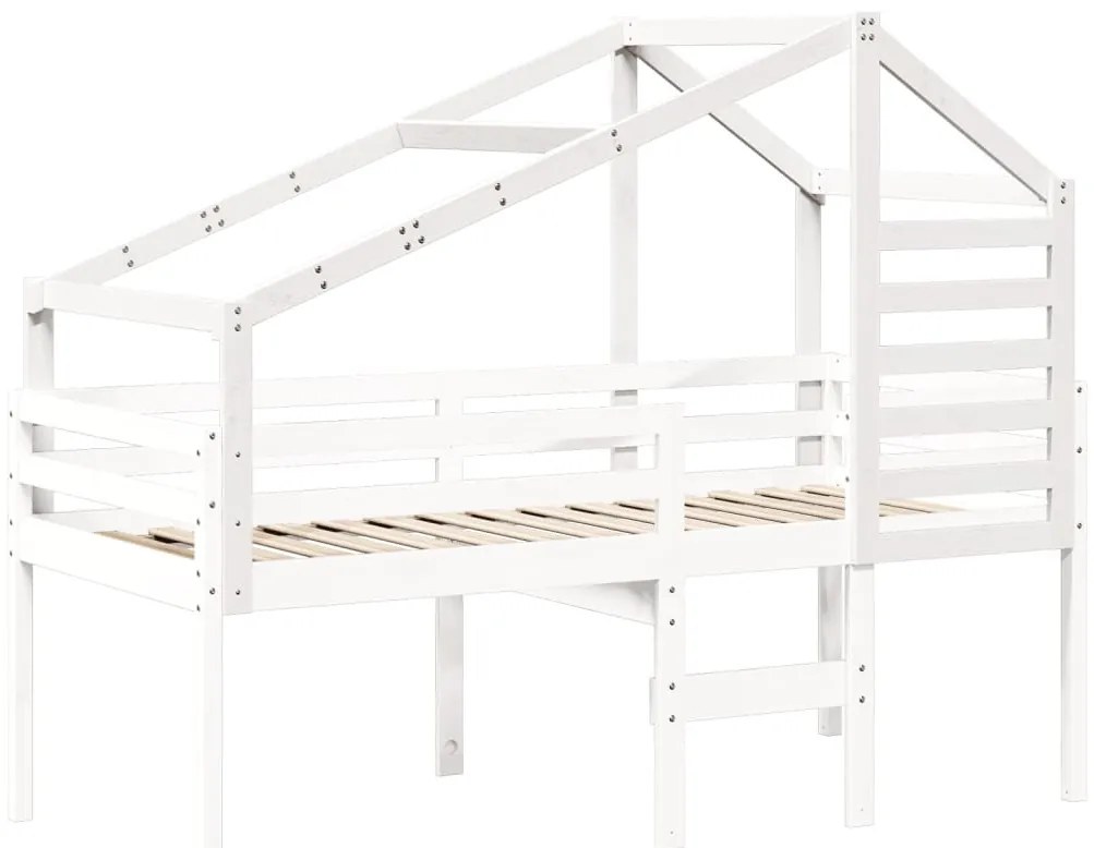 fehér tömör fenyőfa gyerekágytető 198 x 97 x 113 cm