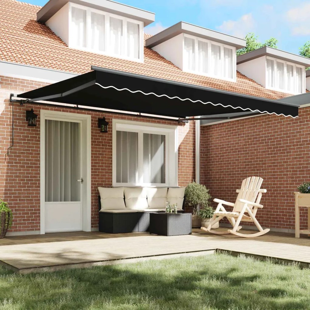 Behúzható napellenző Fekete 400 × 300 cm Poliészter és acél