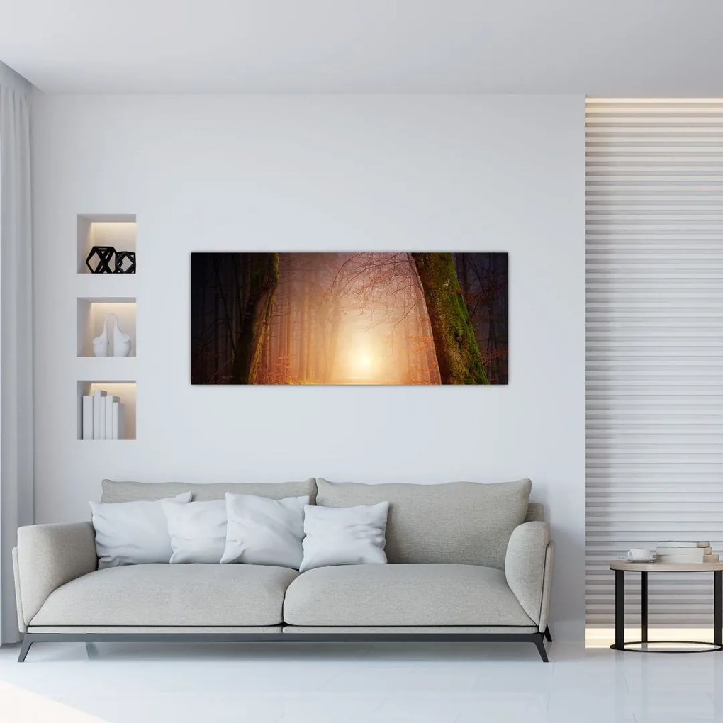 Őszi erdő képe a ködben (120x50 cm)