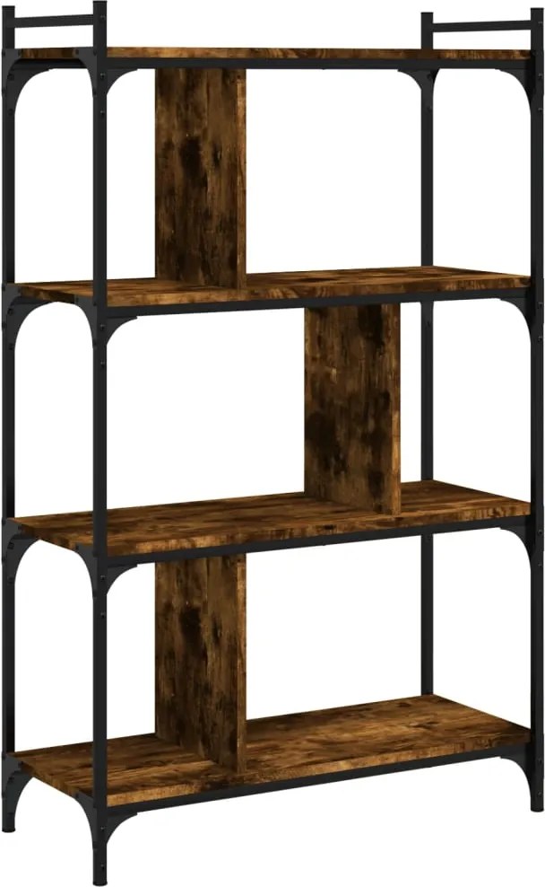 vidaXL 4 szintes füstös tölgy színű fa könyvespolc 76 x 32 x 123 cm