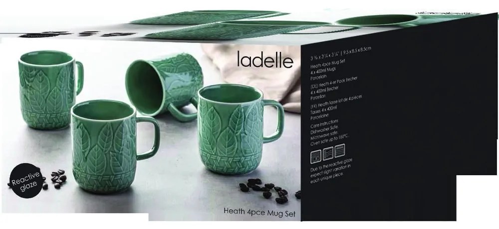 Türkiz porcelán bögre szett 4 db-os 400 ml Heath Jade – Ladelle
