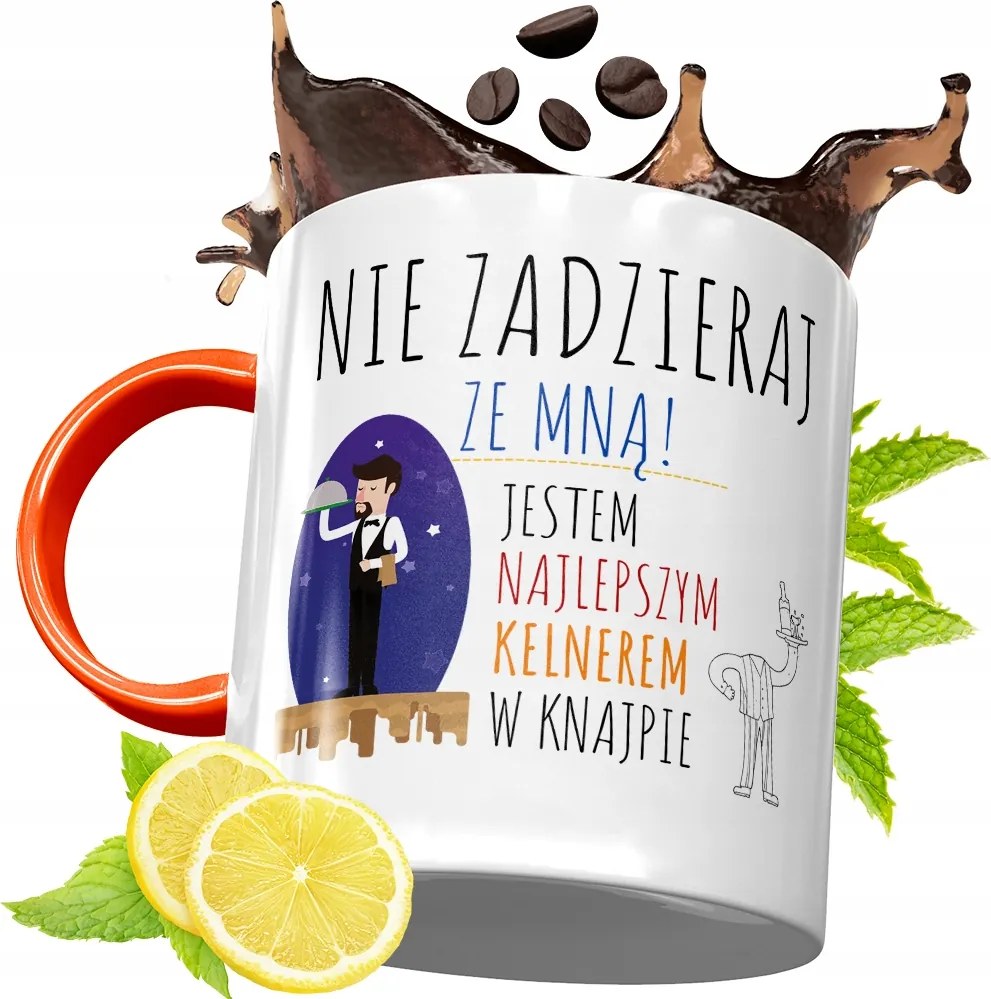 Narancssárga Bögre Pincérnek Ajándék fényképes nyomtatással