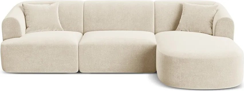 Bézs bársony sarokkanapé (jobb oldali-heverő résszel) Campi – Cosmopolitan Design