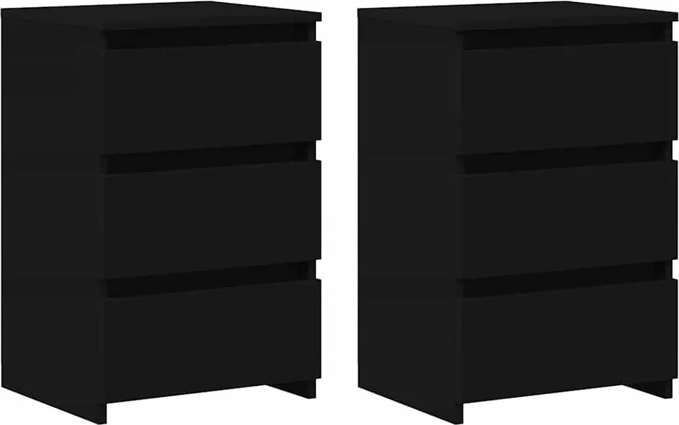 vidaXL 2 db fekete szerelt fa éjjeliszekrény 40 x 35 x 62,5 cm