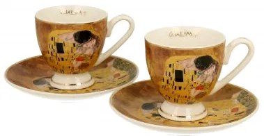 Gustav Klimt porcelán kávés csésze két személyes szett díszdobozban A Csók