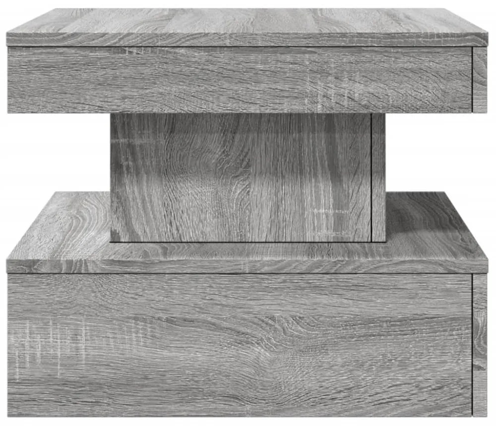 szürke sonoma színű dohányzóasztal LED-lámpákkal 50x50x40 cm