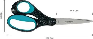 Olló, ifjúsági, 20 cm, balkezes, FISKARS, foltos pávakék (IF1067869)