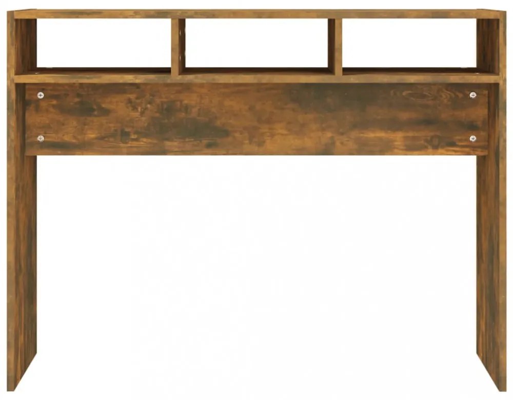 füstös tölgyszínű szerelt fa tálalóasztal 105 x 30 x 80 cm