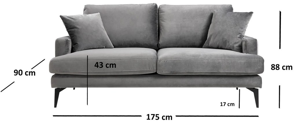 Kétszemélyes kanapé Papirolla (szürke + fekete). 1106654