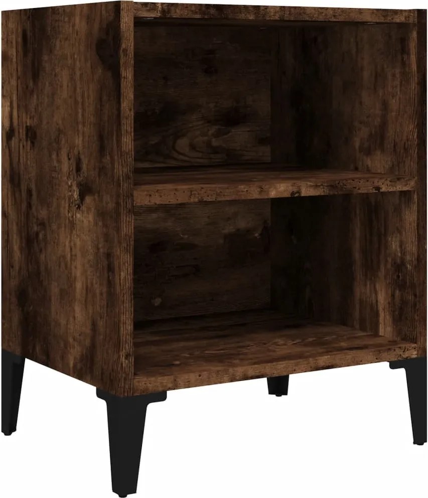 vidaXL füstös tölgy színű éjjeliszekrény fém lábakkal 40 x 30 x 50 cm
