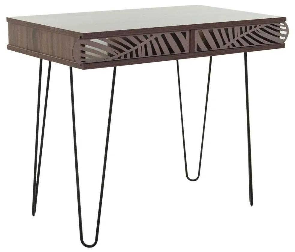 Íróasztal trópusi mintával, hajlított lábakkal, 75x51 cm, diófa - RIO