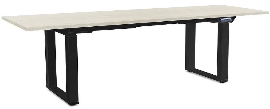 OfficeTech Strong állítható magasságú asztal 240 x 80 cm, fekete alap, fehér kőris