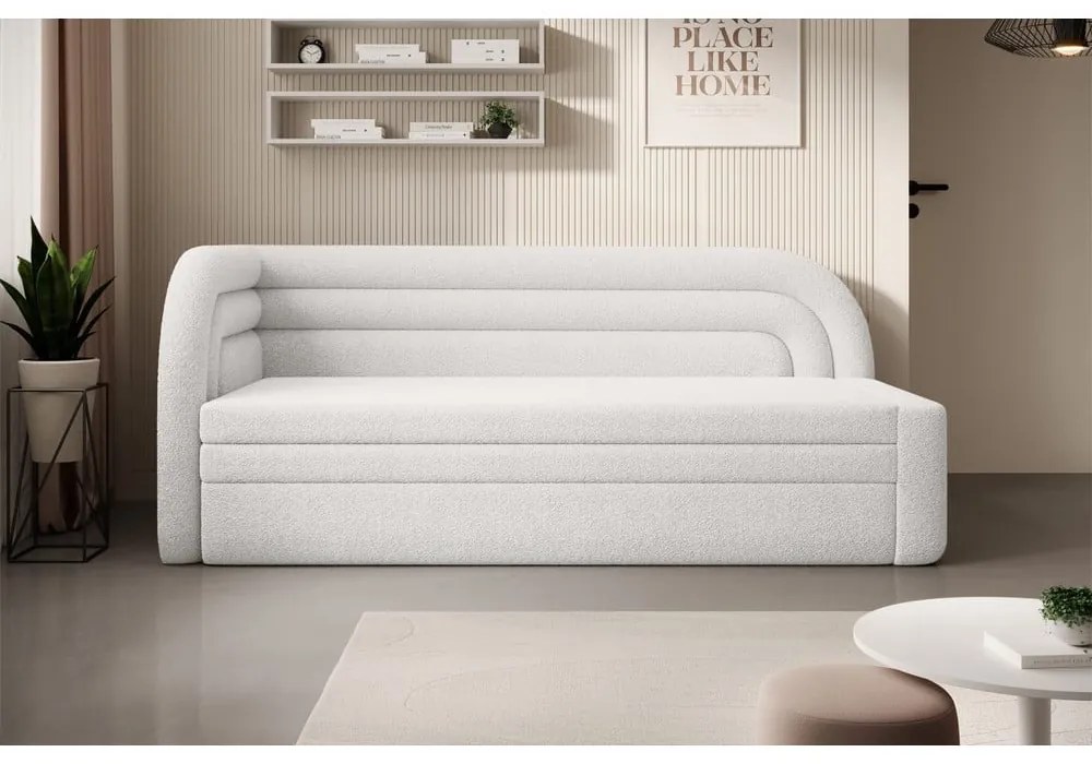 Krémszínű buklé kinyitható-tárolóhelyes kanapé bal oldali 223 cm Fabillo – ELTAP