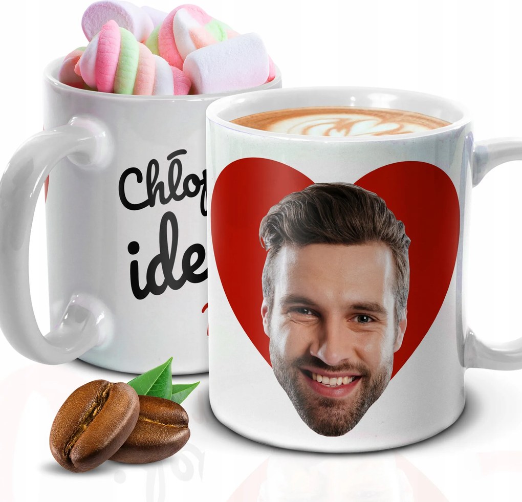 Bögre Fehér 330ml Az Ön fényképe Arcok Ajándék Tökéletes Fiú Név Varázsló
