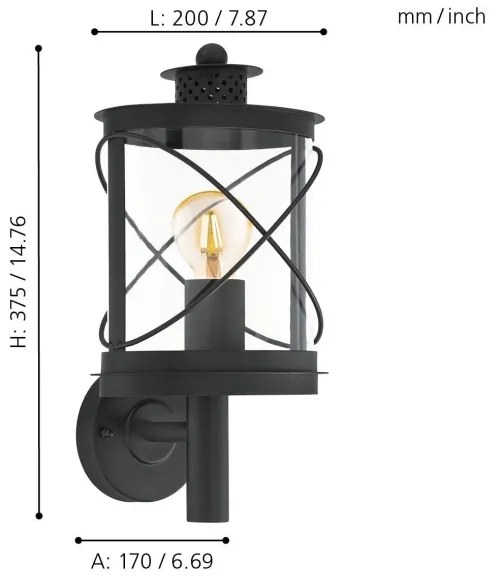 Eglo 94842 - Kültéri lámpa HILBURN 1xE27/60W/230V