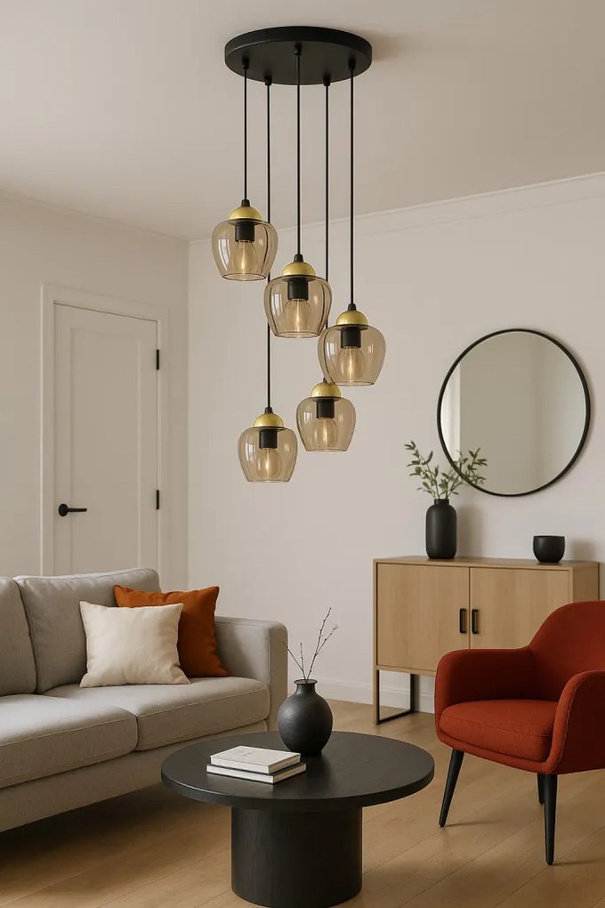 KAJA K-5607 TULA Fekete Színű Függeszték 5xE27 15W IP20