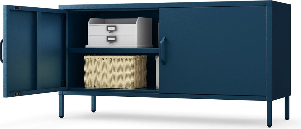 Fém TV-szekrény lábakkal, sötétkék, 1150x595x400 mm: ROSA Modern