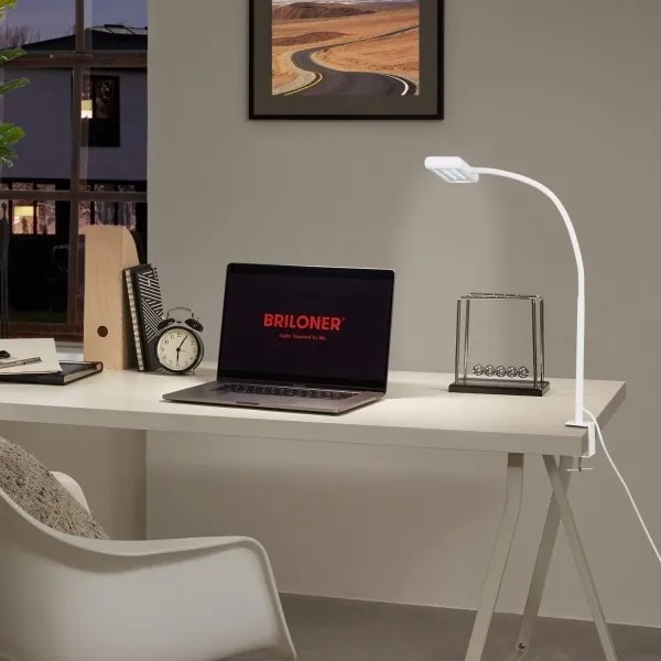 Brilo - LED Rugalmas asztali lámpa klipsszel TRASNA LED/7,5W/230V fehér