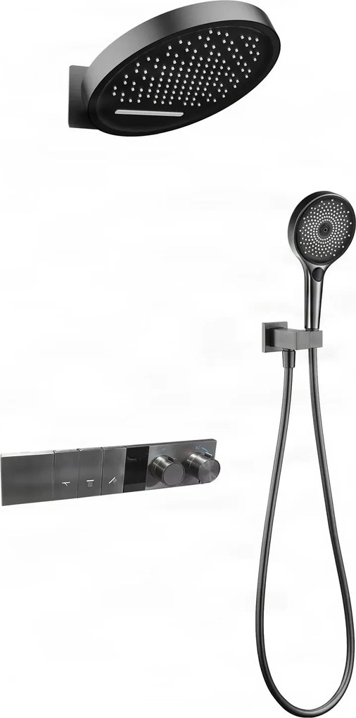 Zuhanyrendszer ELITE EDITION BSC1305 falba süllyesztett kivitelben, termosztáttal és LED-kijelzővel, többféle felülettel