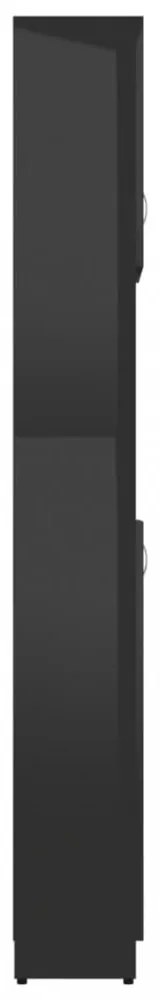 Magasfényű fekete forgácslap fürdőszobaszekrény 32x25,5x190 cm