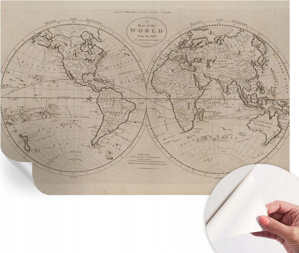 Fotótapéta Dekoratív Fali Tapéta Képekkel Régi térkép 104x70 cm