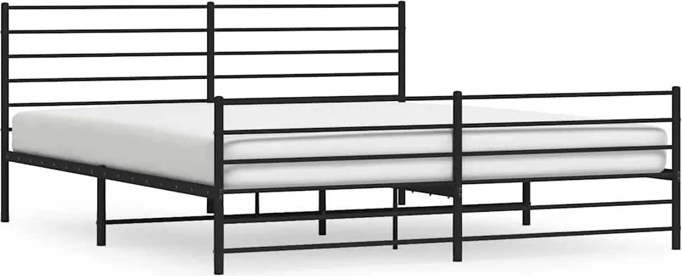 vidaXL fekete fém ágykeret fej- és lábtámlával 183 x 213 cm