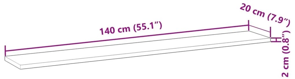 3 db olajbevonatú tömör akácfa függőpolc 140 x 20 x 2 cm