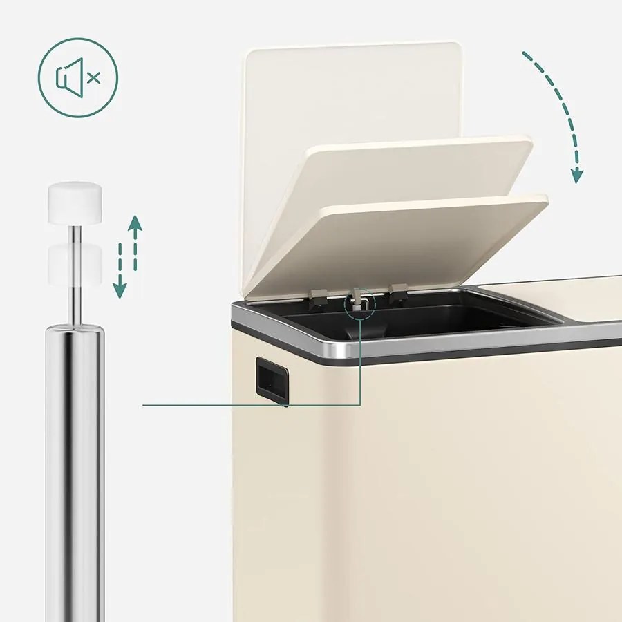 Fém pedálos soft close szemetes,15 db szemeteszsákkal, felhőfehér