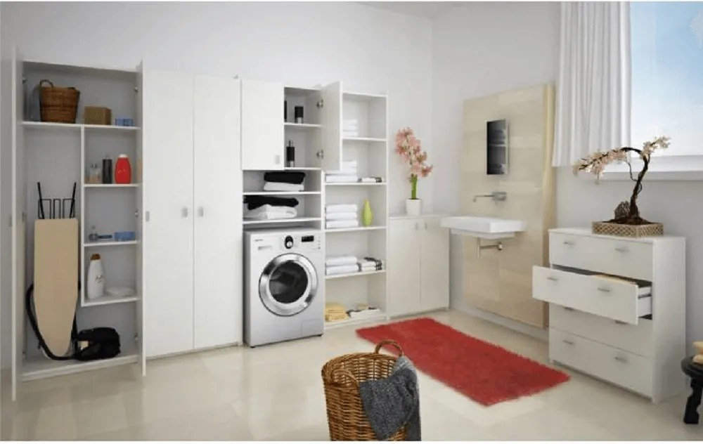 Kombinált szekrény, DTD laminált, fehér, NATALI TIP 6