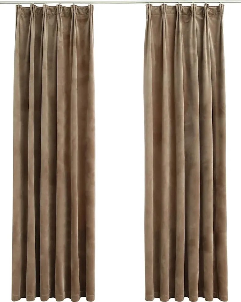 vidaXL 2 db bézs bársony sötétítőfüggöny kampókkal 140 x 225 cm