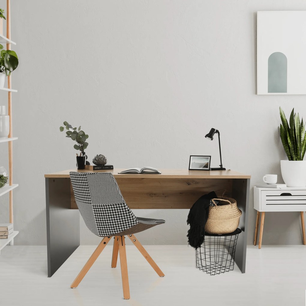 Íróasztal, grafit/tölgyfa artisan, RIOMA NEW TYP 11