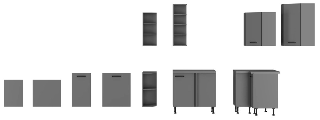 Sarok felső konyhaszekrény Nesia 58x58 GN-72 1F (Antracit). 1049704