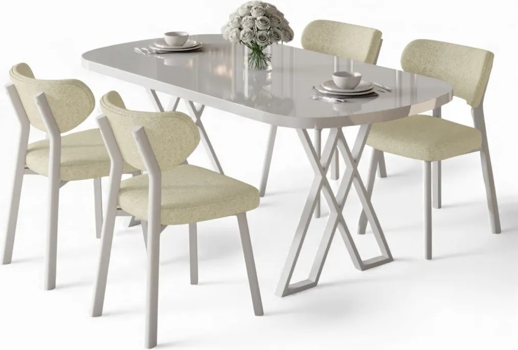 Axton étkezőgarnitúra, fehér-krém, 168 cm – TR240CHR2699