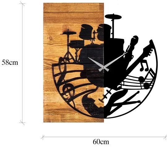 Fali óra 60x58 cm, 1xAA, fa/fém kivitel