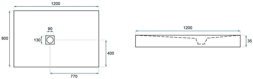 Rea BLACK STONE - Kő zuhanytálca 80 x 120 x 3,5 cm + szifon, fekete, REA-K9602