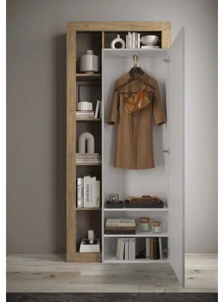 Gardróbszekrény LENOR 91x209 cm fehér/barna