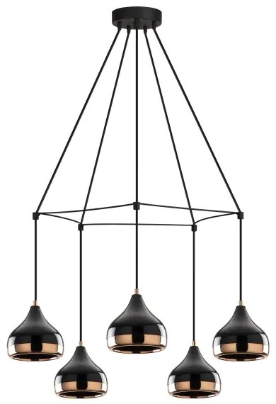 Kábellel függesztett YILDO függőlámpa 5xE27/40W/230V fekete/réz