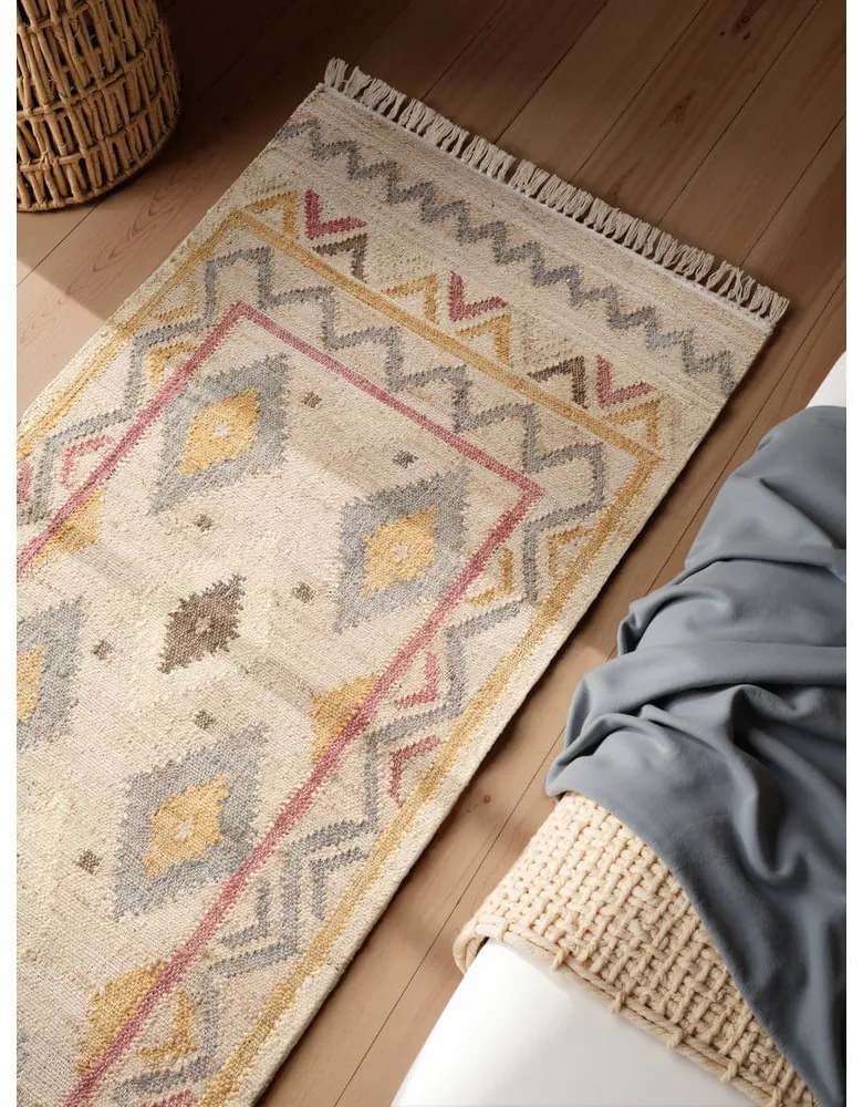 Krémszínű kézi szövésű juta futószőnyeg 80x200 cm Roya Imani – Elle Decoration