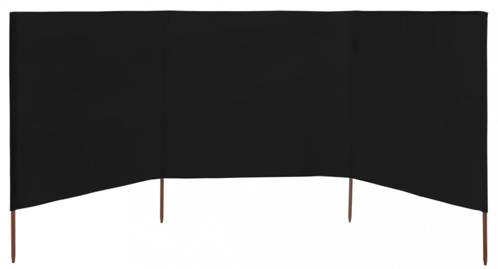 fekete szövet 3-paneles szélfogó 400 x 160 cm