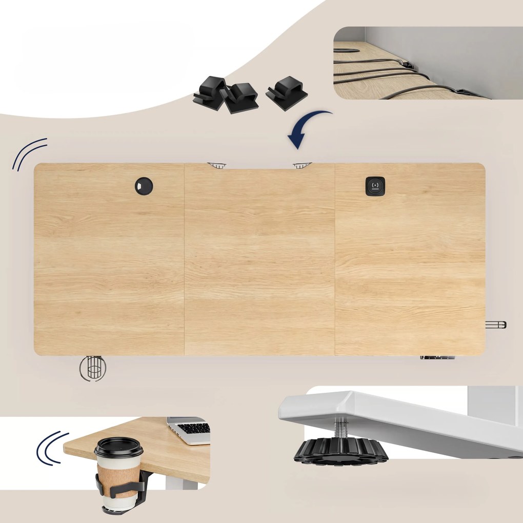 Deuba Magasságban állítható asztal 120x60x117cm - bézs